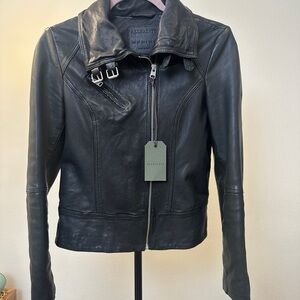 All Saints Black Leather Jacket for Women
